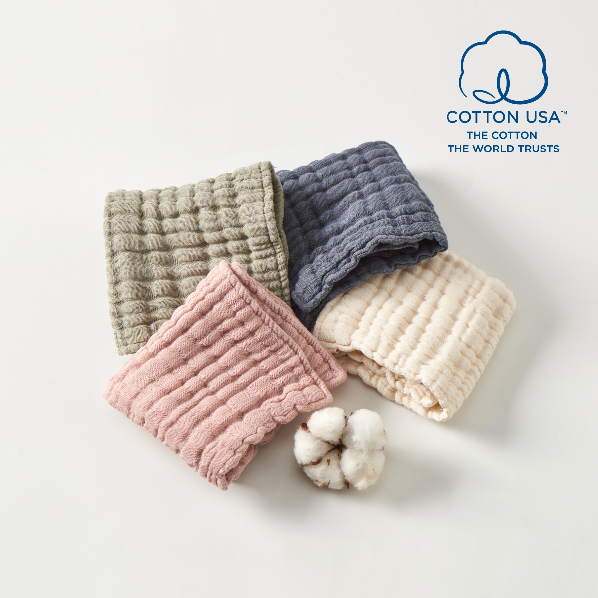 美國棉棉花糖九層紗布方巾22x22cm